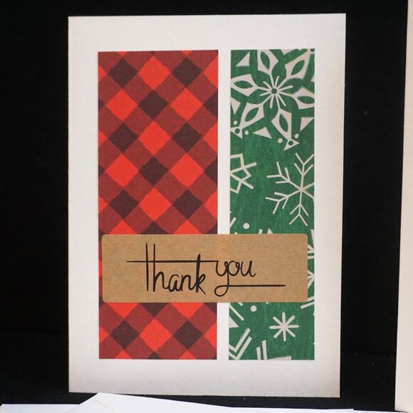 3 Thank You Cards Off White with County Print Handmade Greeting Note Cards - Picture 3 of 5